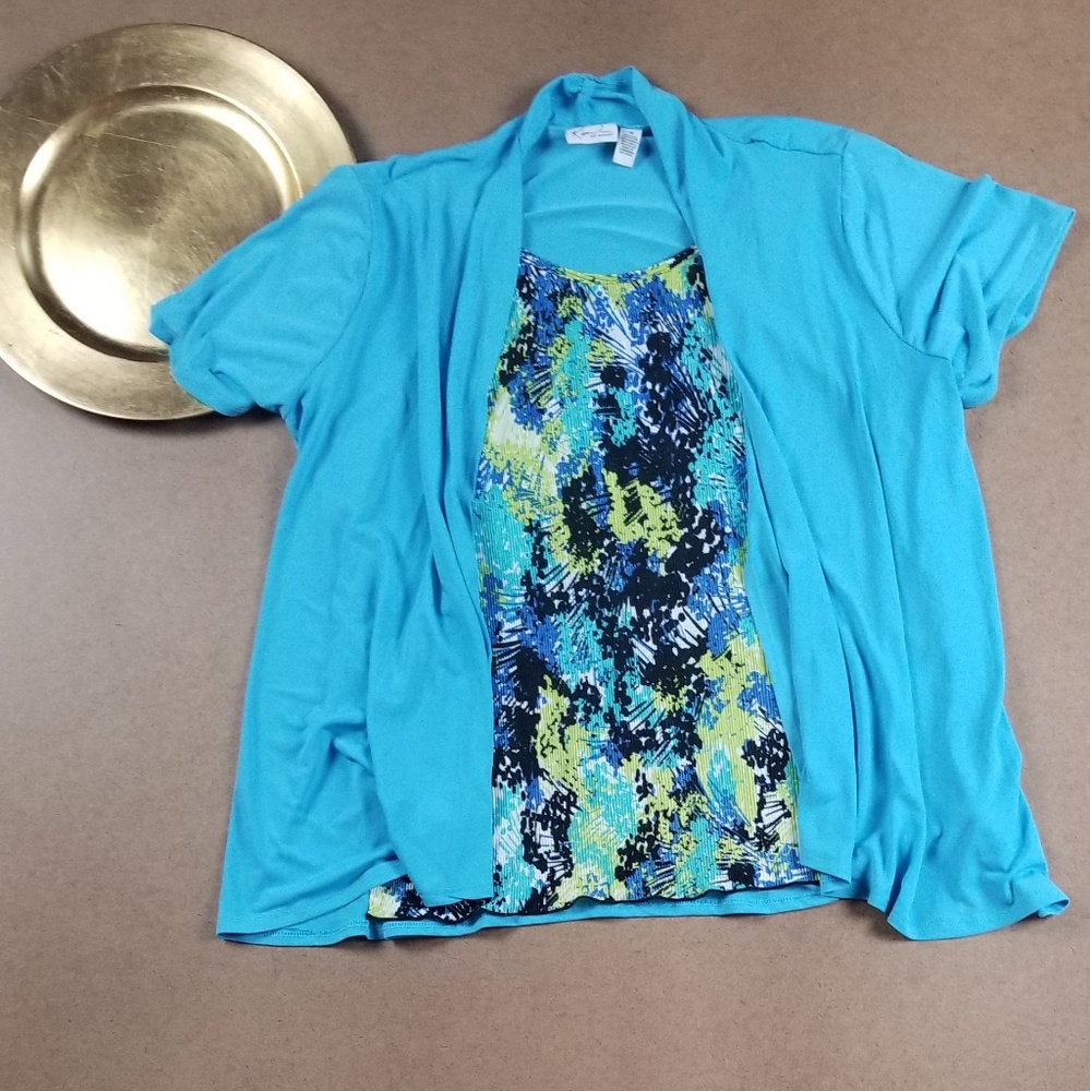 Kim rogers Open Drape cardigan With Fashion print